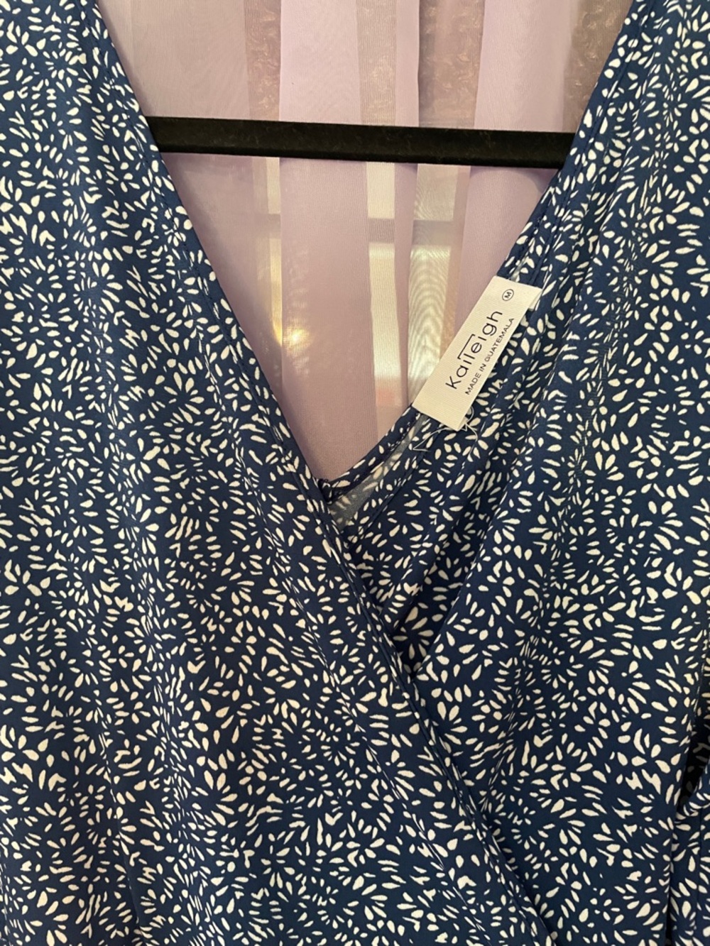 Kaleigh Navy White Printed Wrap dress
